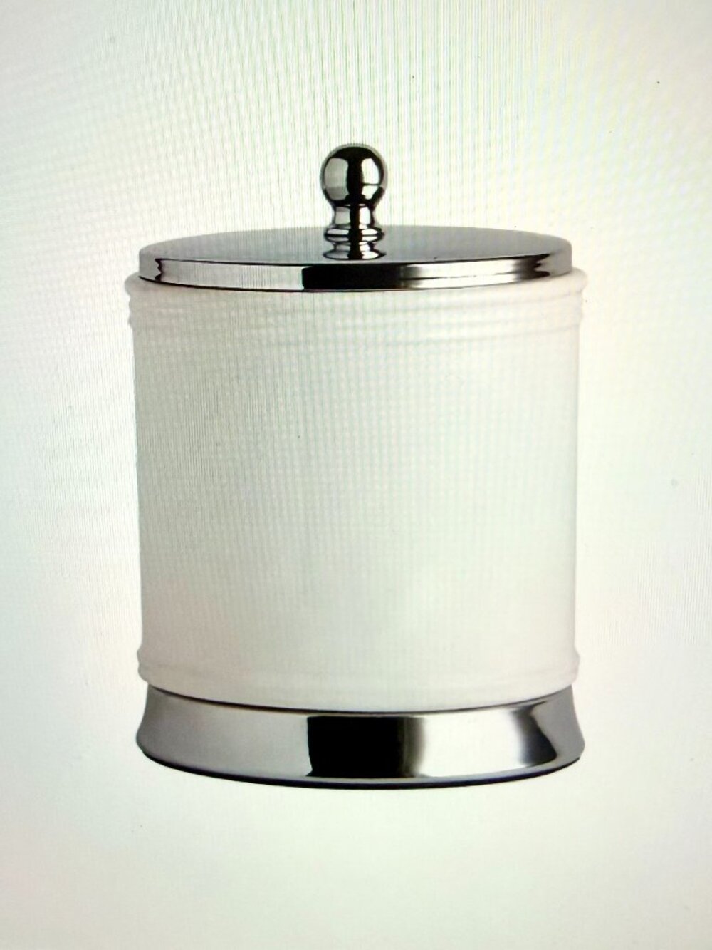 White Ceramic Cotton Jar Bathroom Canister with Metal Lid Felt Bottom Vanity Jar